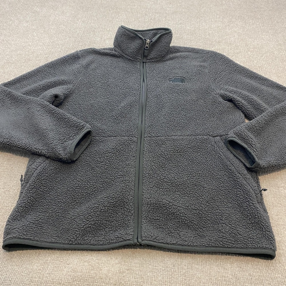 The North Face Jacket Mens Large Gray Sherpa Fleece Full Zip Outdoor Gorpcore